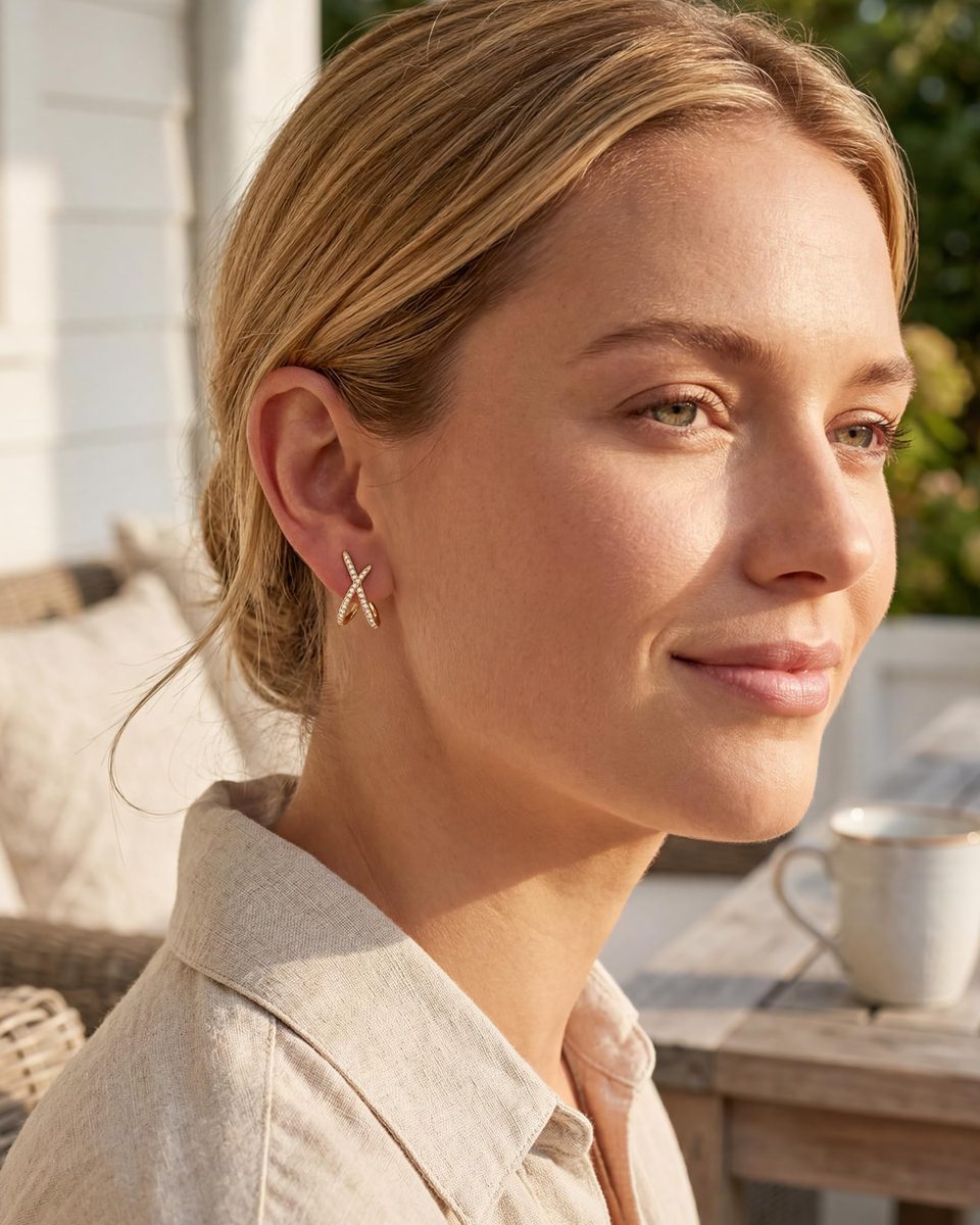 Dainty 14K Gold Stud Earrings – photo 4