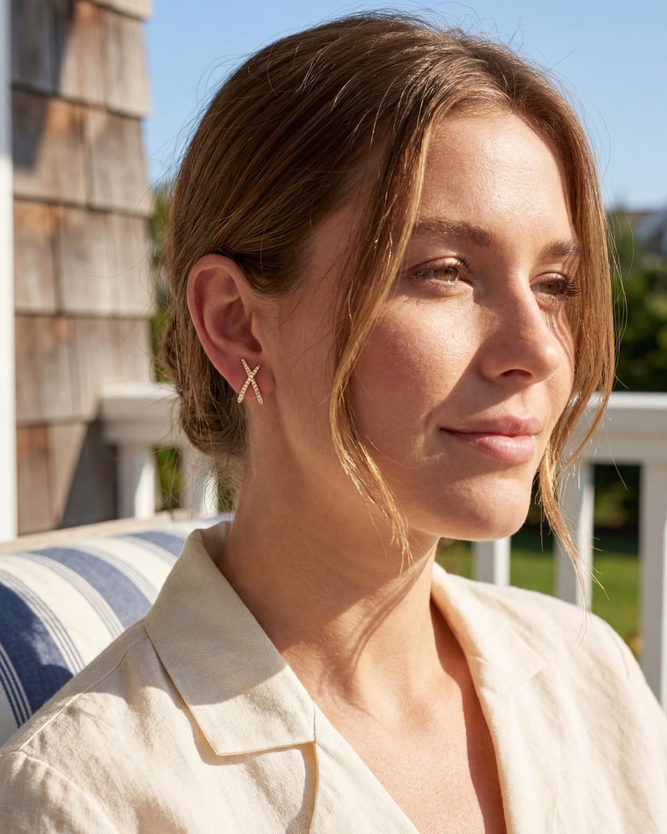 Dainty 14K Gold Stud Earrings – photo 8