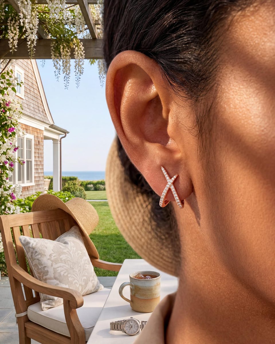 Dainty Rose Gold Stud Earrings – photo 2