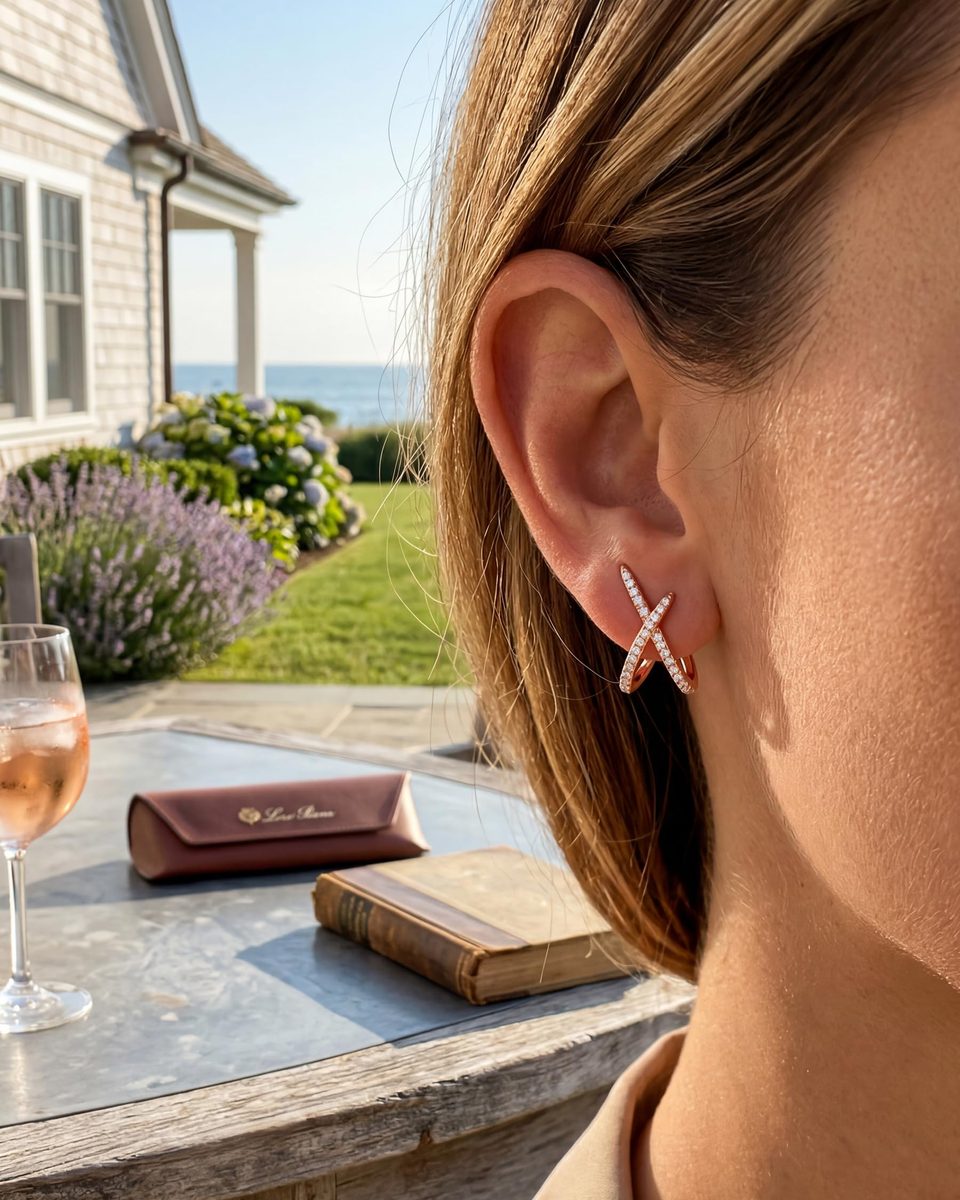 Dainty Rose Gold Stud Earrings – photo 3