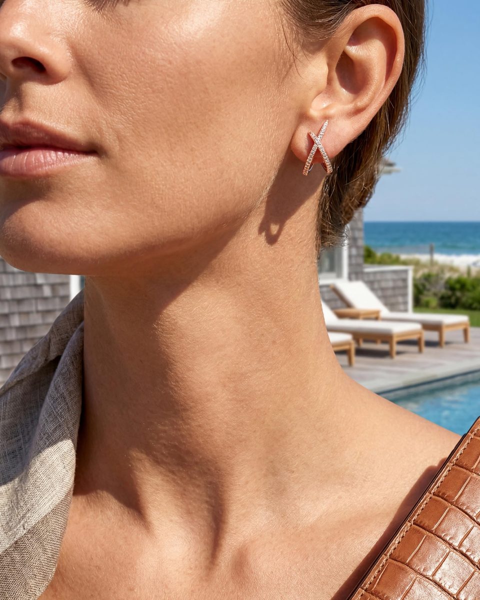 Dainty Rose Gold Stud Earrings – photo 4