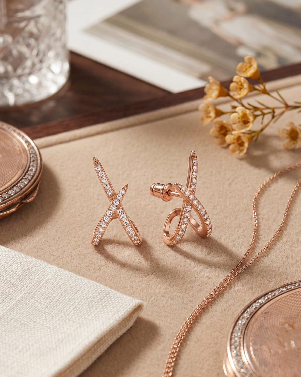 Dainty Rose Gold Stud Earrings – photo 5