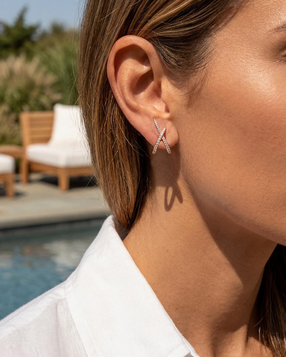 Dainty Rose Gold Stud Earrings – photo 8