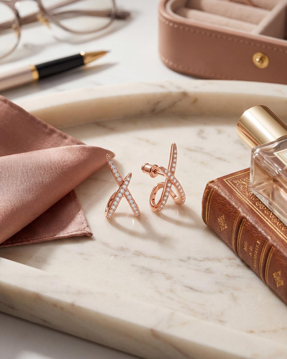 Dainty Rose Gold Stud Earrings – photo 9