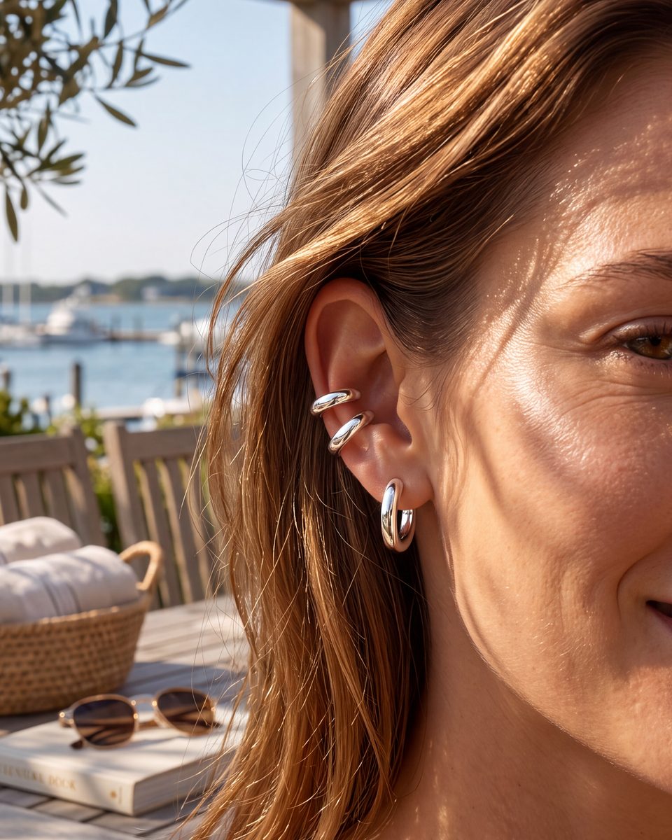 Trendy Silver Hoop Earrings – photo 3