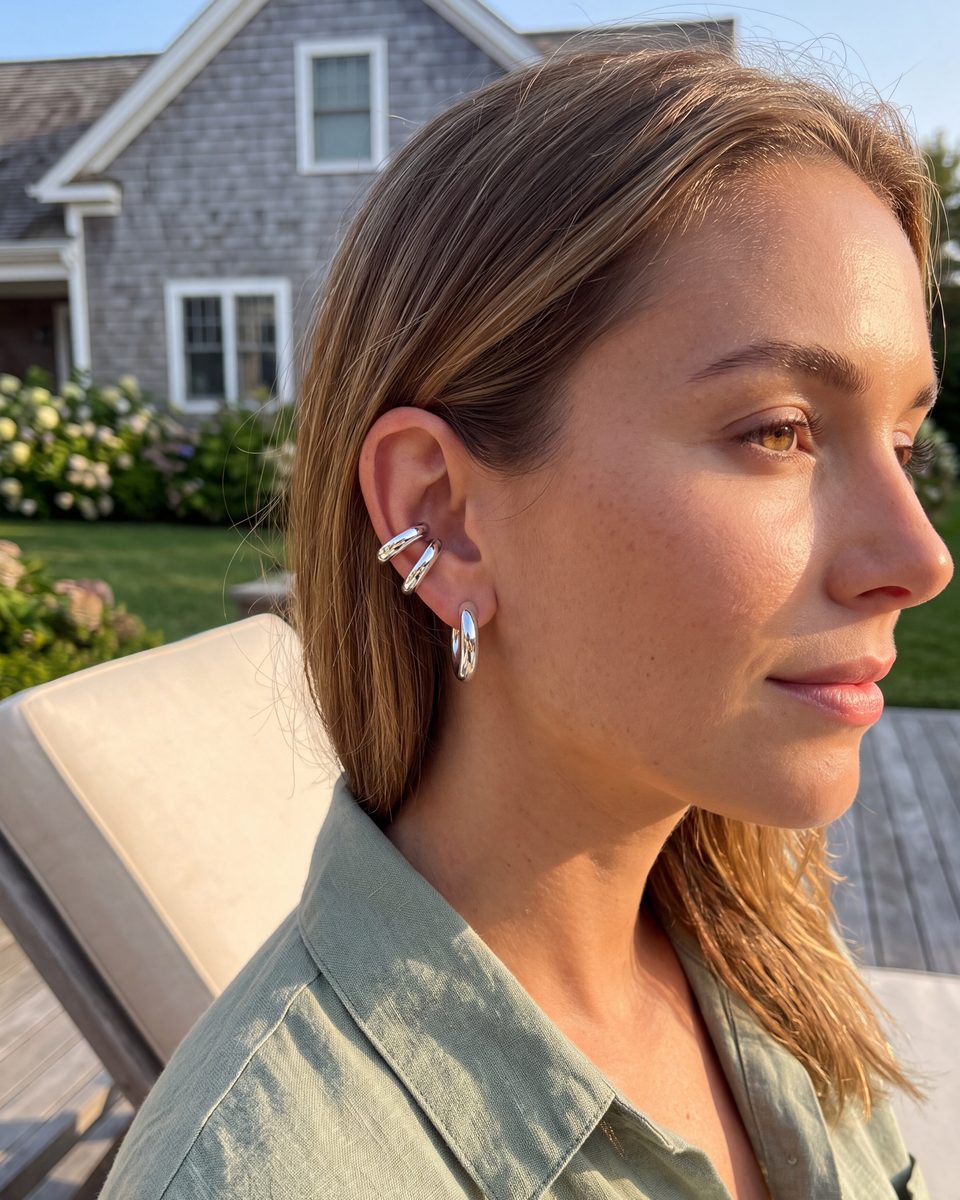 Trendy Silver Hoop Earrings – photo 4