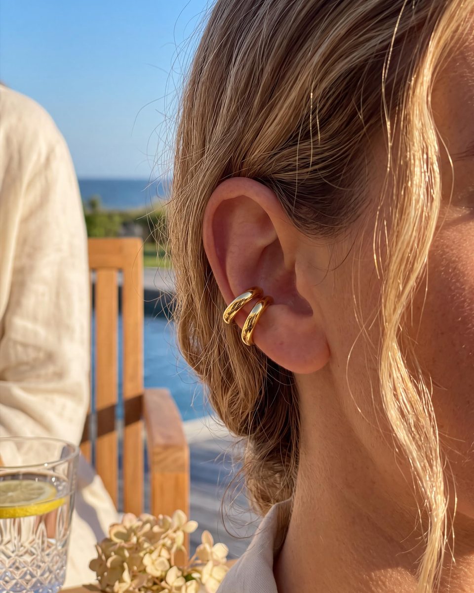 Trendy Gold Ear Cuff Earrings – photo 2