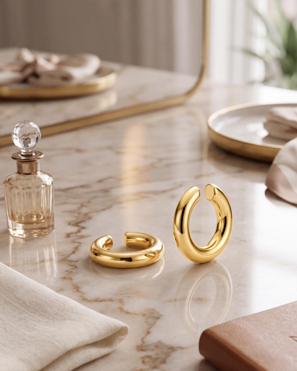Trendy Gold Ear Cuff Earrings – photo 5