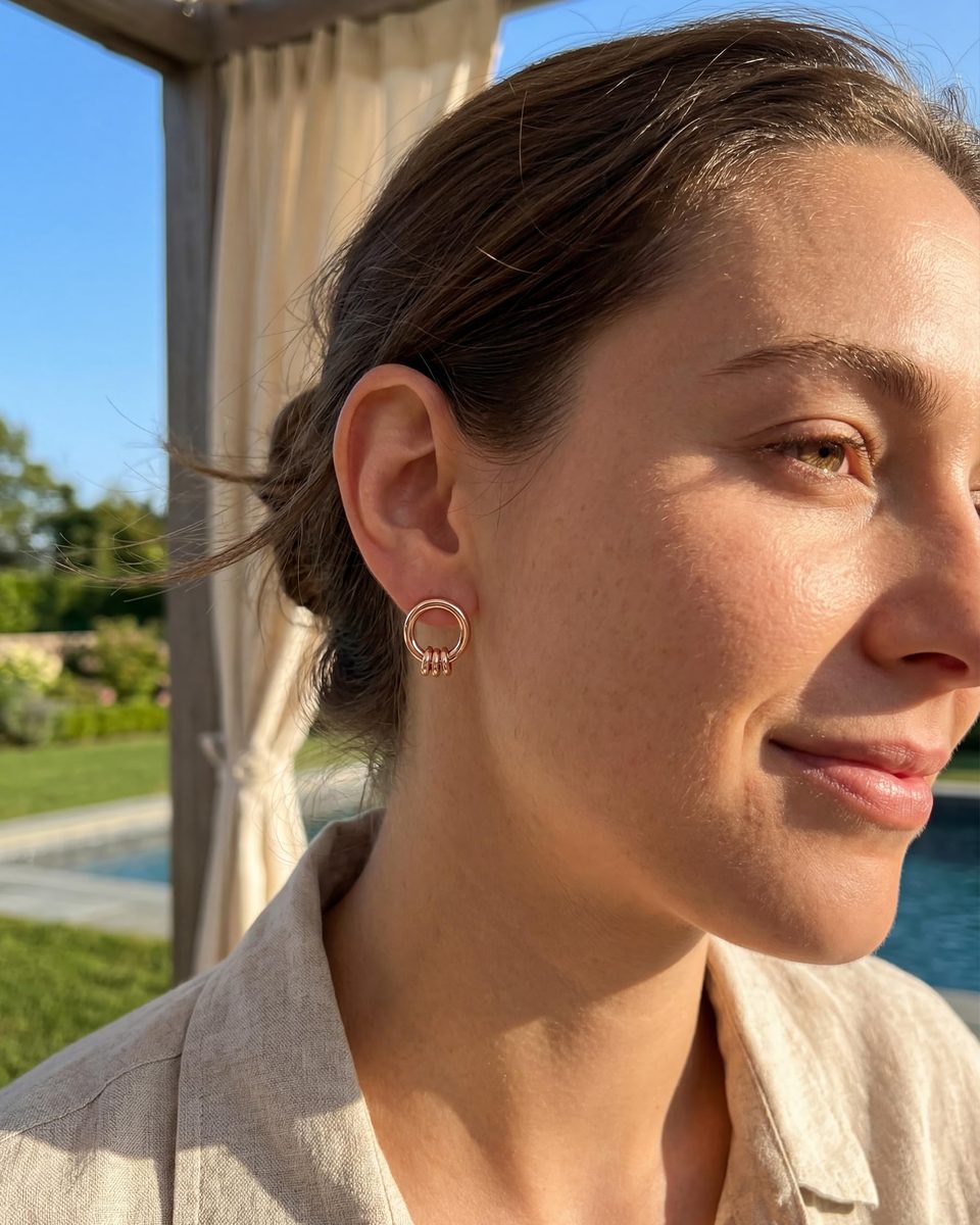 Trendy Rose Gold Stud Earrings – photo 2