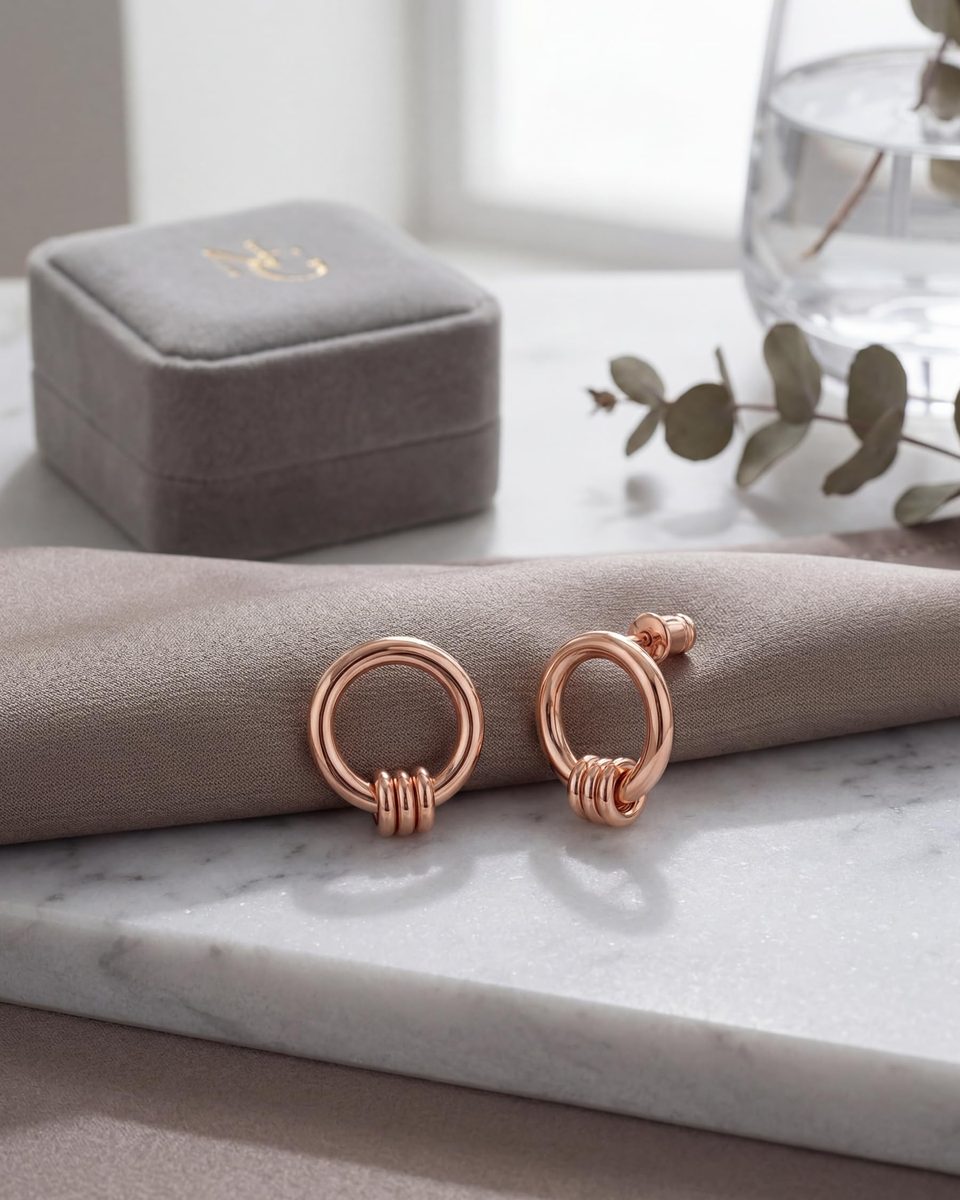 Trendy Rose Gold Stud Earrings – photo 5