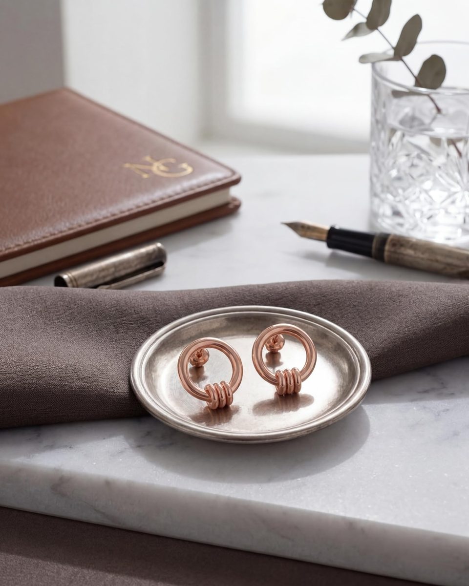 Trendy Rose Gold Stud Earrings – photo 6