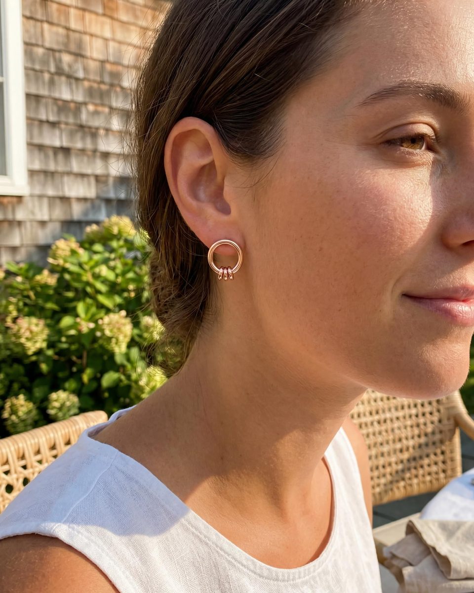Trendy Rose Gold Stud Earrings – photo 7