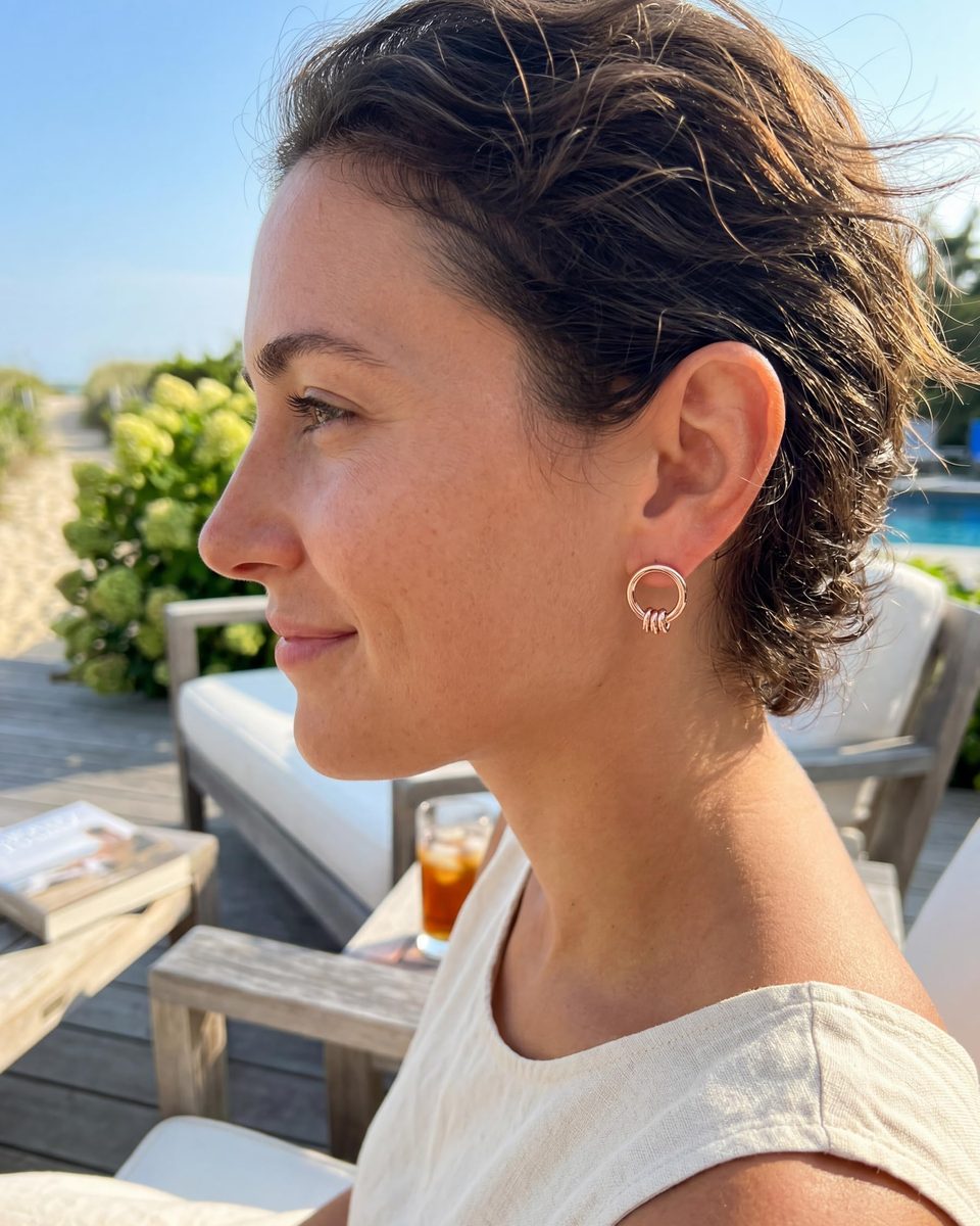 Trendy Rose Gold Stud Earrings – photo 8