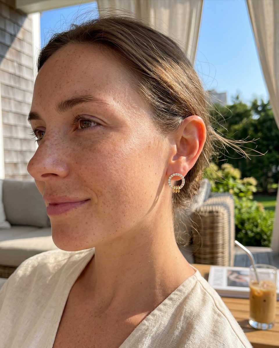 Dainty 14K Gold Stud Earrings – photo 2