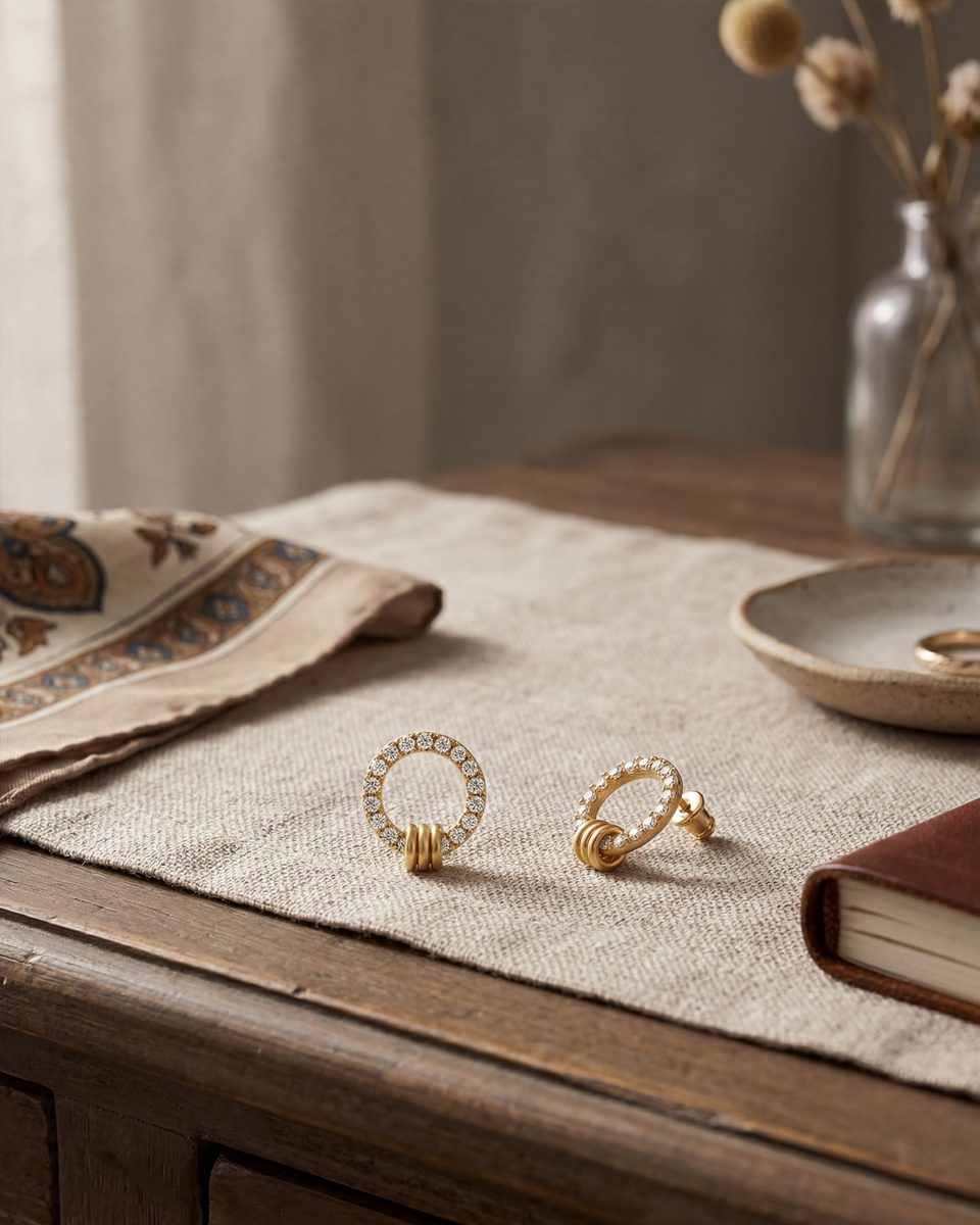 Dainty 14K Gold Stud Earrings – photo 9