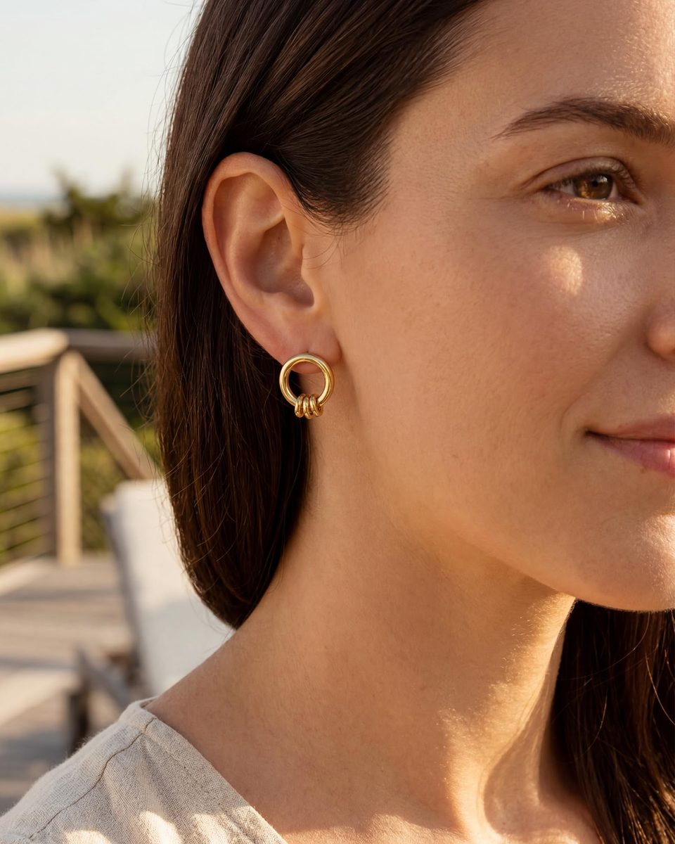 Dainty 14K Gold Stud Earrings – photo 2