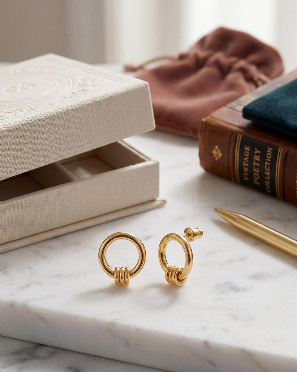 Dainty 14K Gold Stud Earrings – photo 5