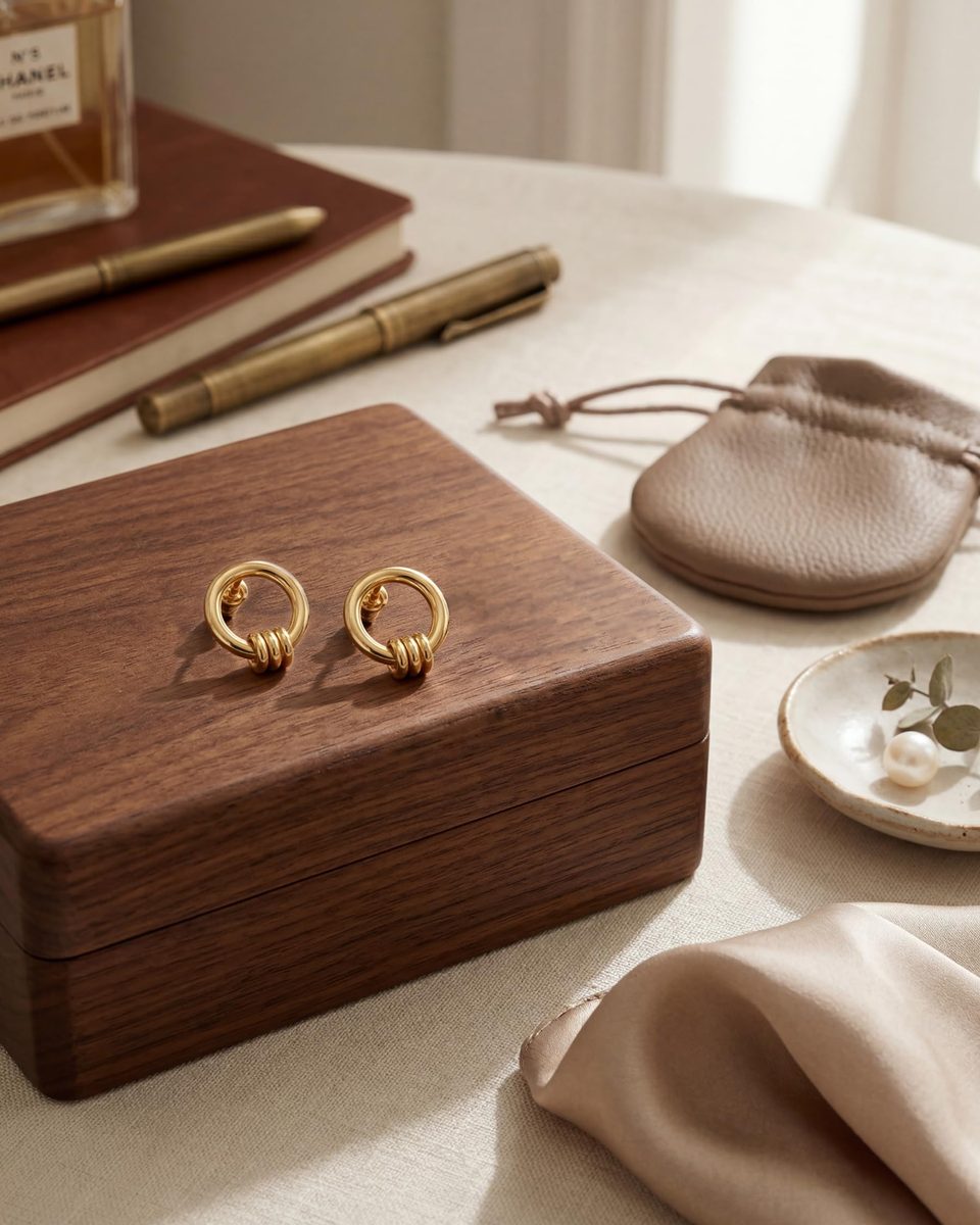 Dainty 14K Gold Stud Earrings – photo 6