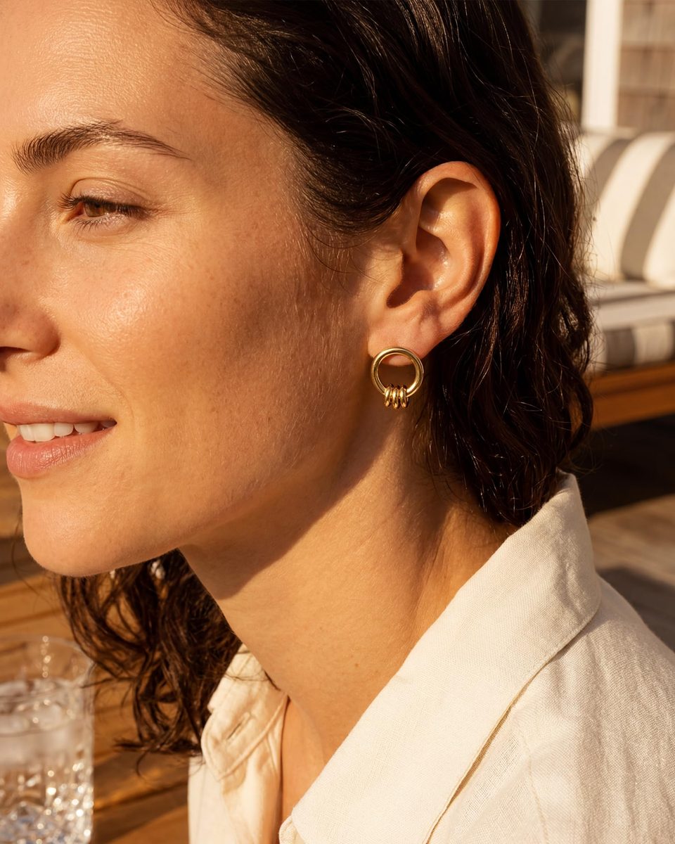 Dainty 14K Gold Stud Earrings – photo 7