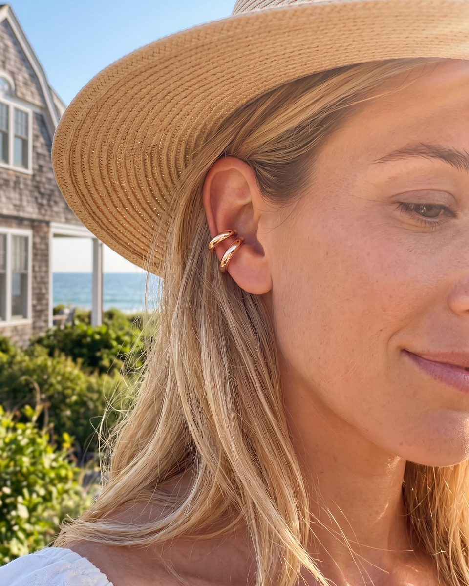 Trendy Rose Gold Hoop Earrings – photo 3