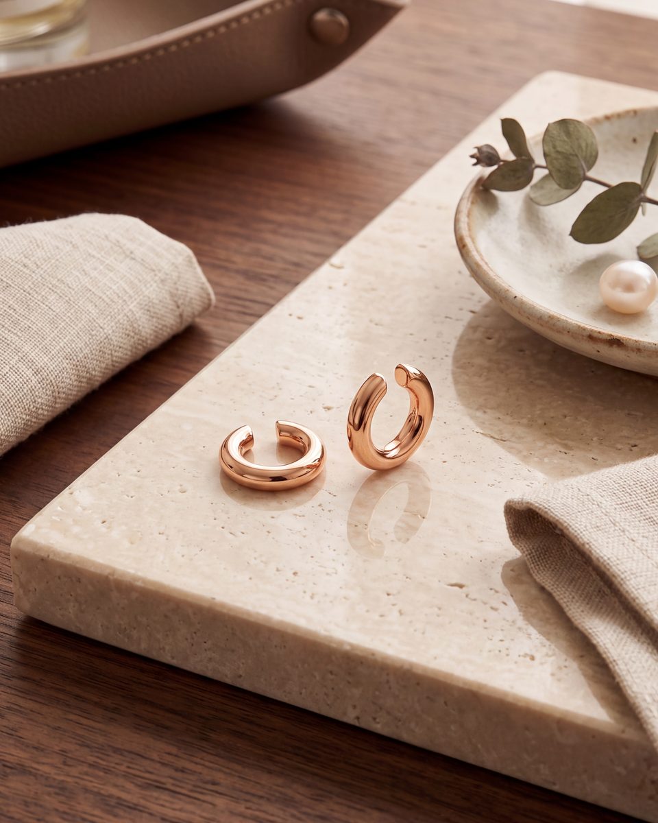 Trendy Rose Gold Hoop Earrings – photo 6