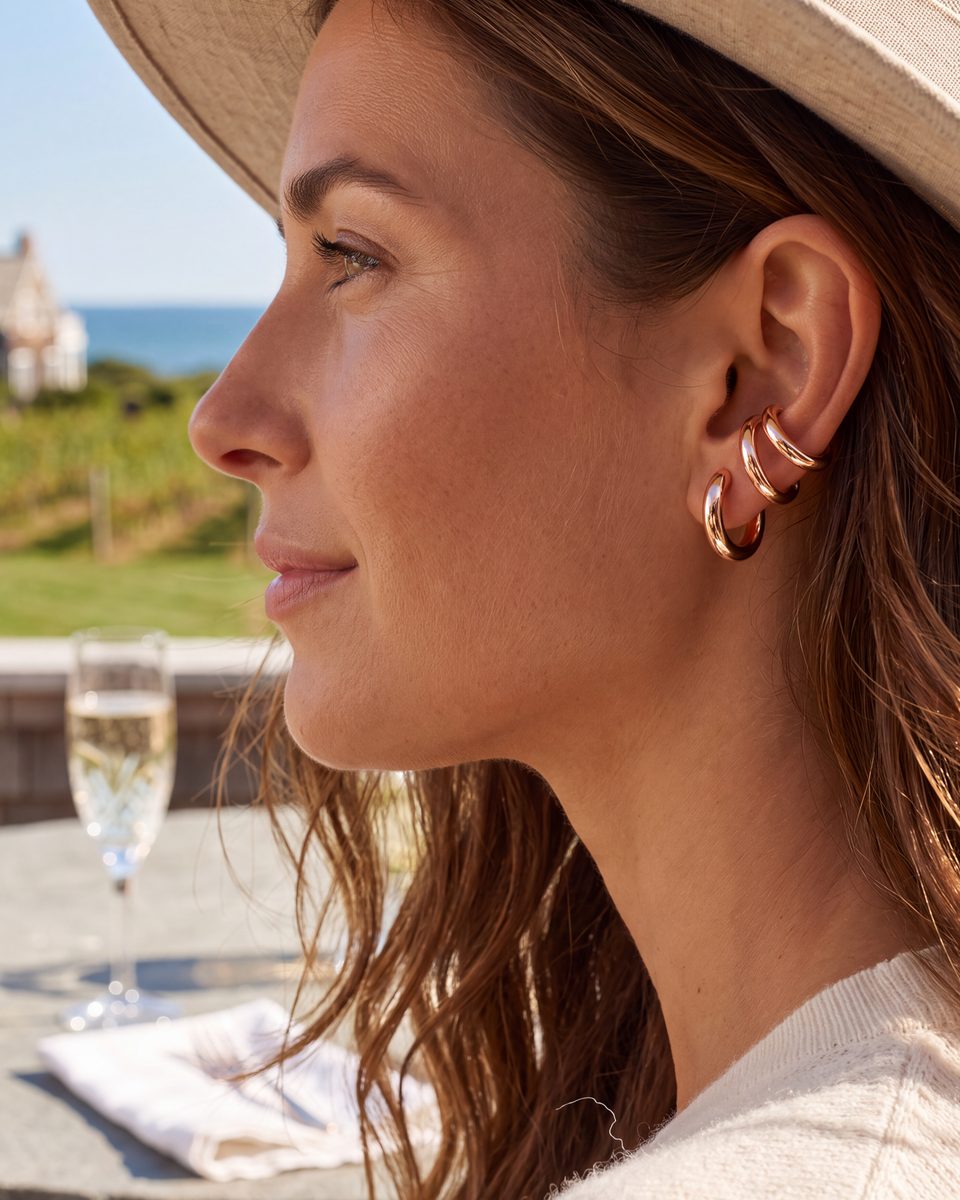 Trendy Rose Gold Hoop Earrings – photo 8