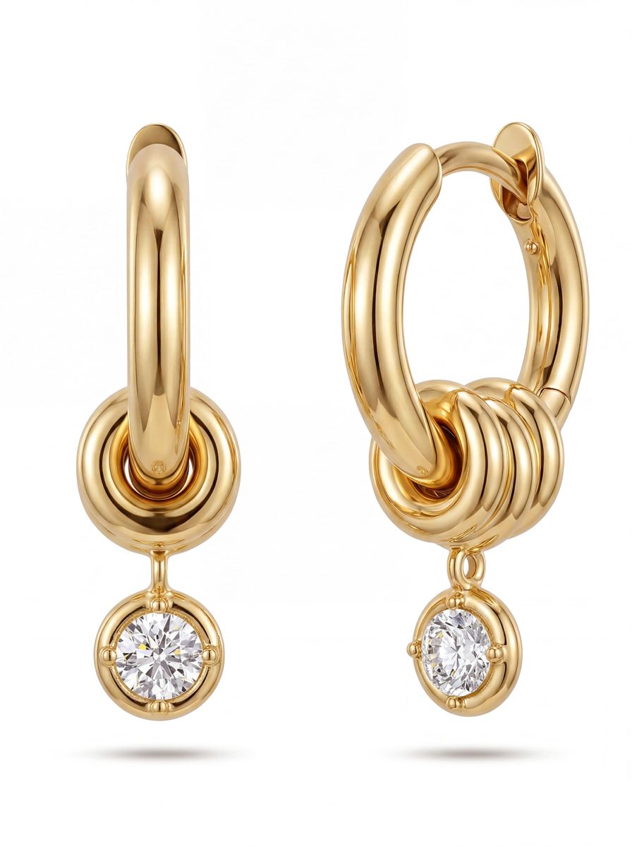 Trendy 14K Gold Huggie Earrings