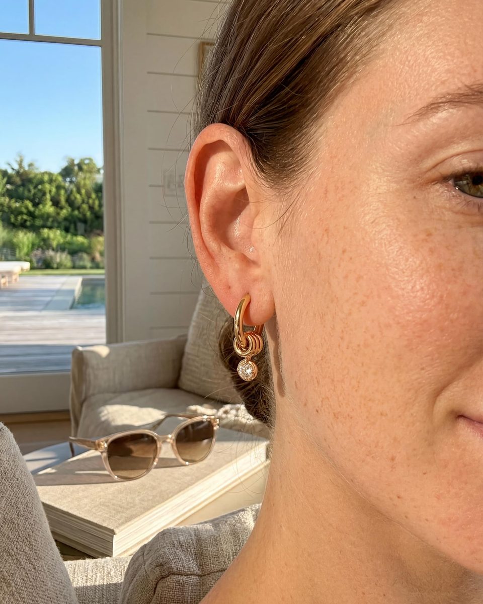 Trendy 14K Gold Huggie Earrings – photo 4