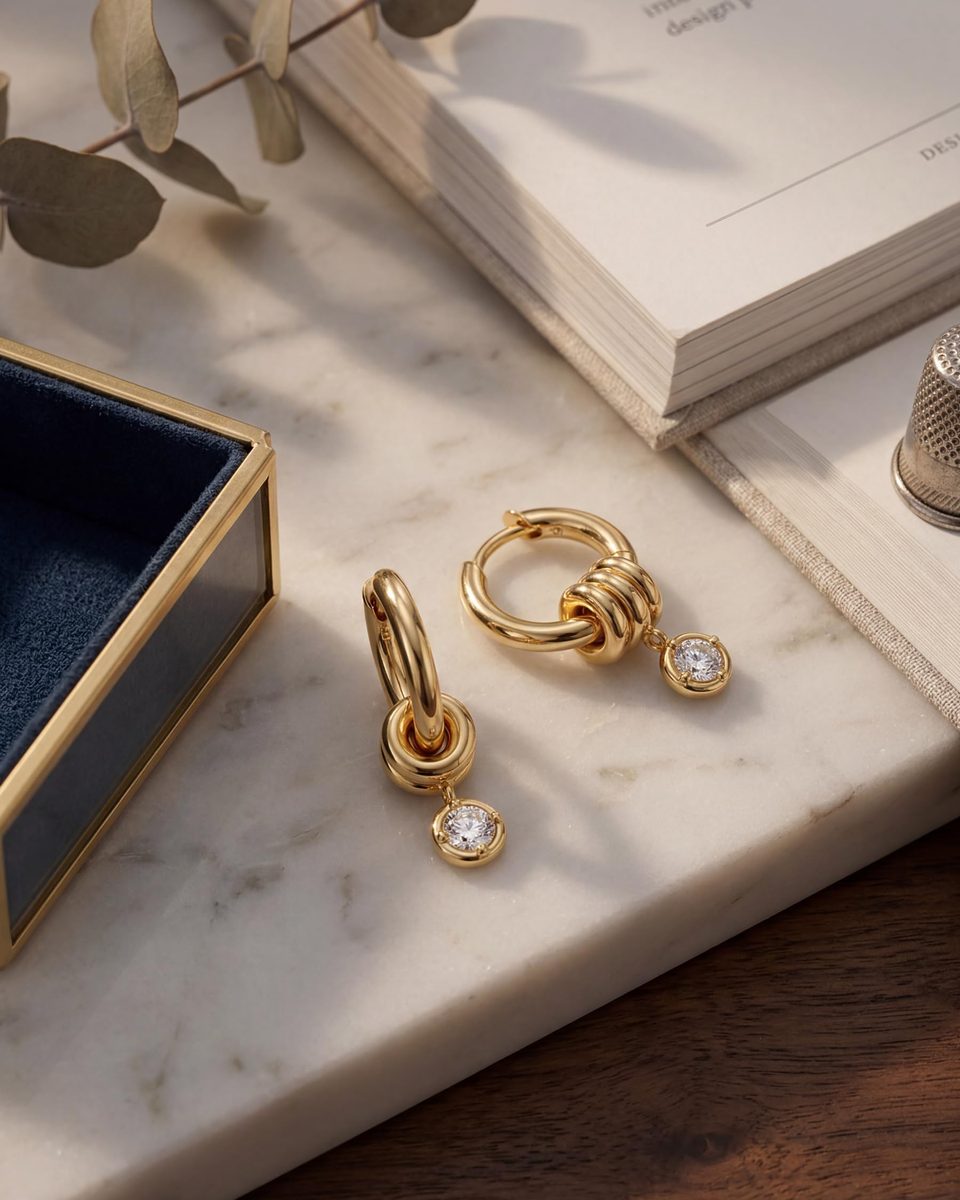 Trendy 14K Gold Huggie Earrings – photo 5