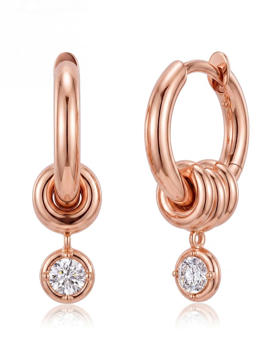 Trendy Rose Gold Huggie Earrings