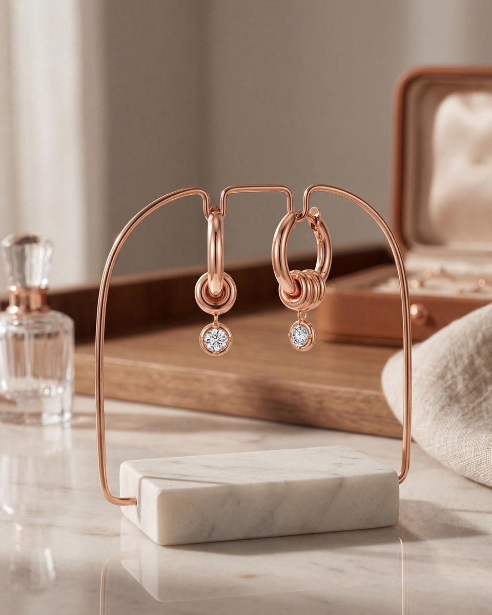 Trendy Rose Gold Huggie Earrings – photo 6