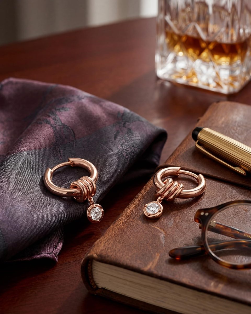 Trendy Rose Gold Huggie Earrings – photo 9