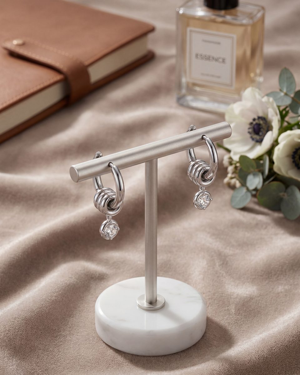 Trendy Silver Huggie Earrings – photo 5