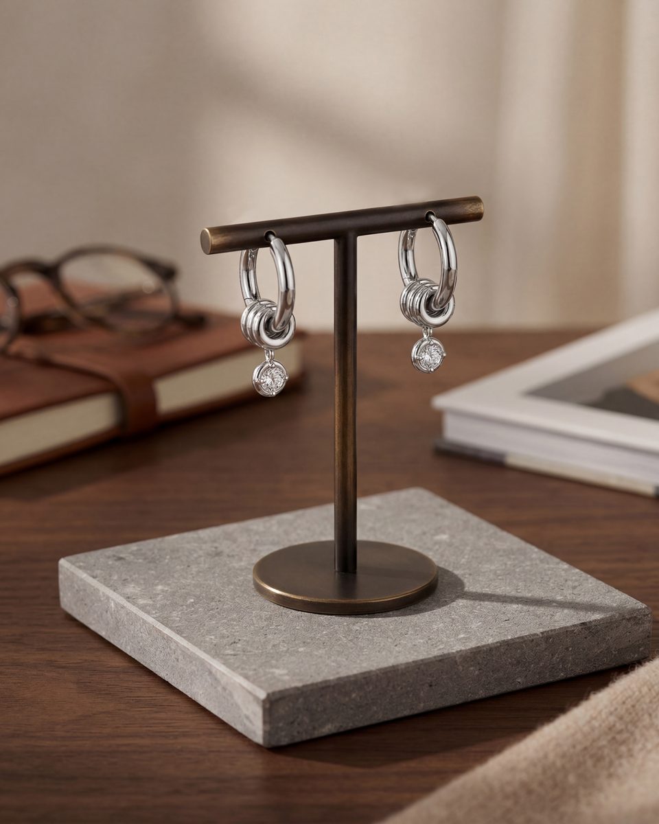 Trendy Silver Huggie Earrings – photo 9