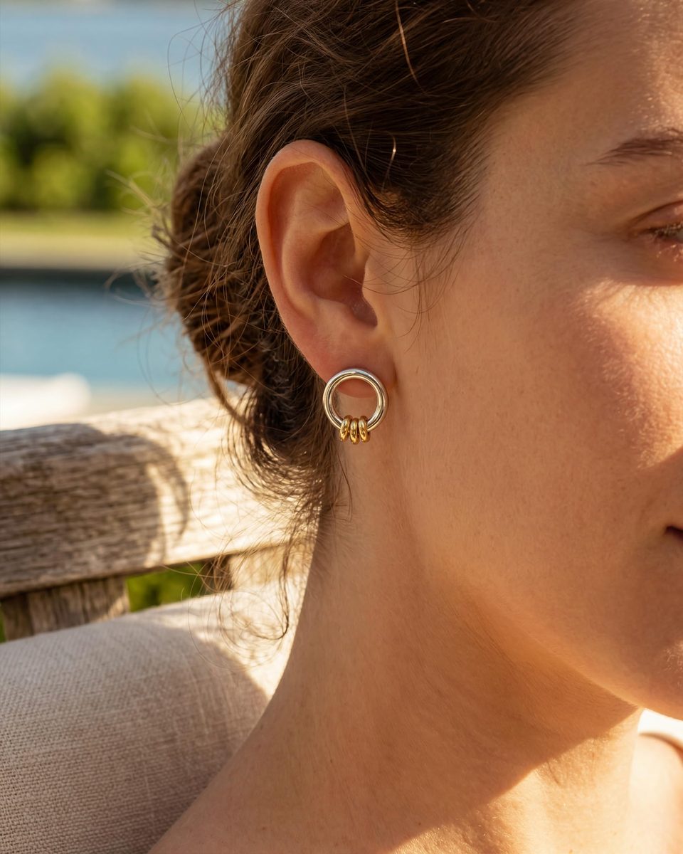 Dainty Silver Stud Earrings – photo 2