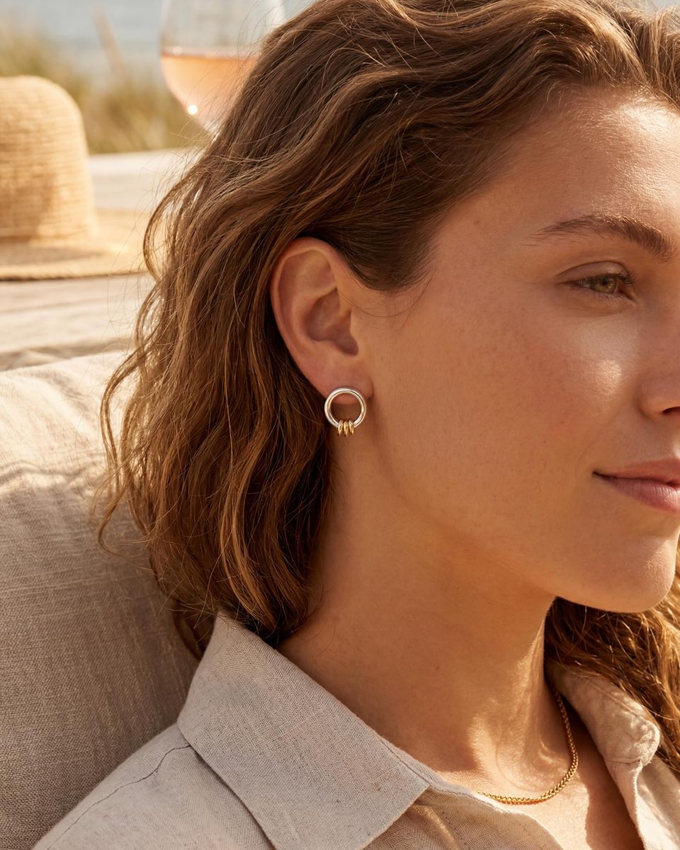 Dainty Silver Stud Earrings – photo 3