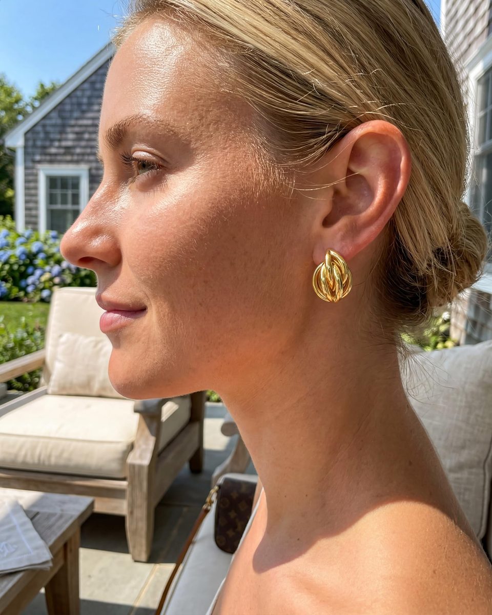 Trendy 14K Gold Stud Earrings – photo 2