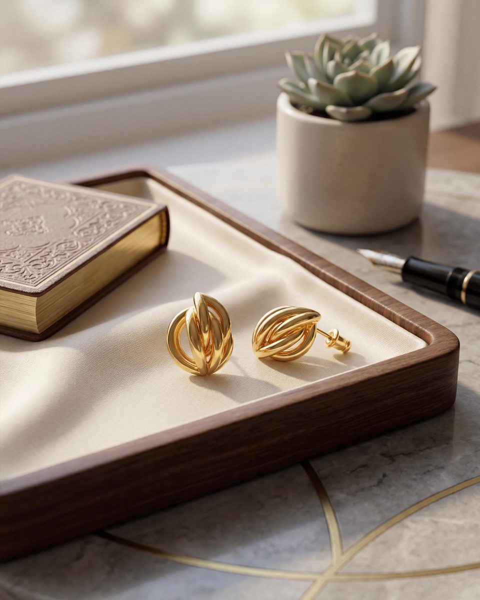 Trendy 14K Gold Stud Earrings – photo 5