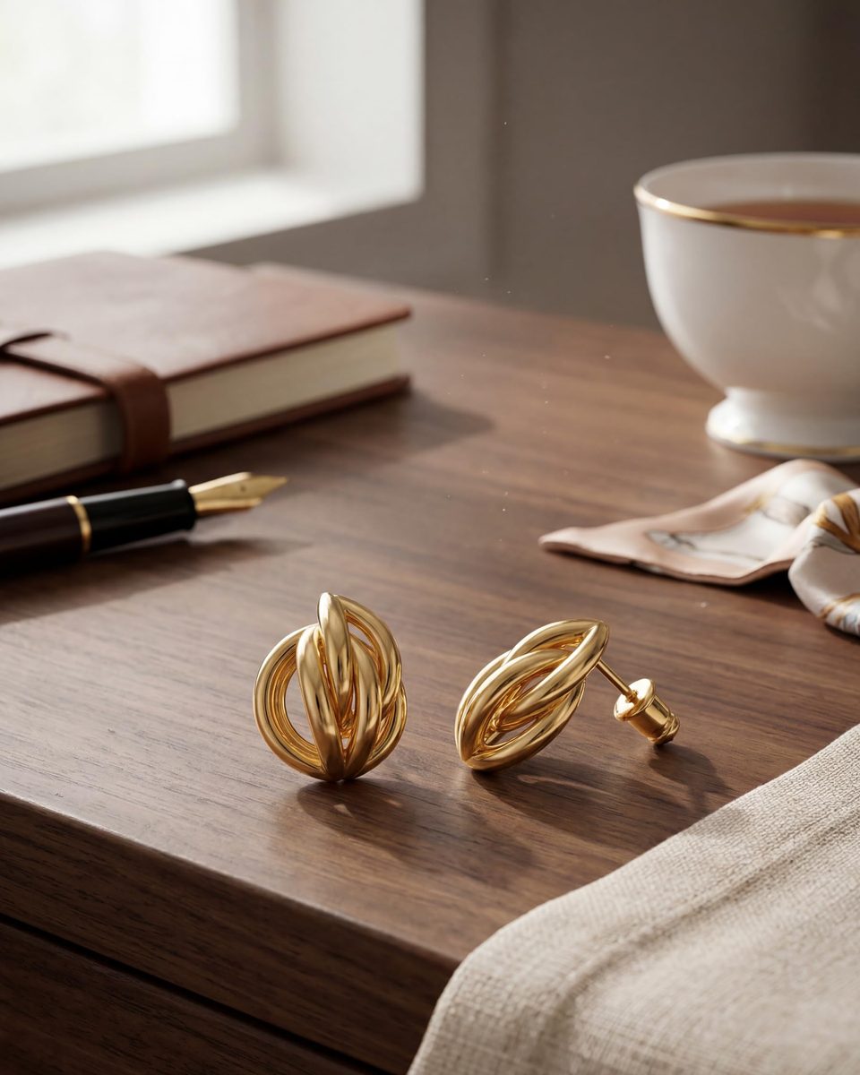 Trendy 14K Gold Stud Earrings – photo 6