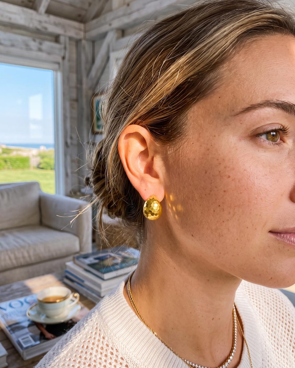 Trendy 14K Gold Stud Earrings – photo 2