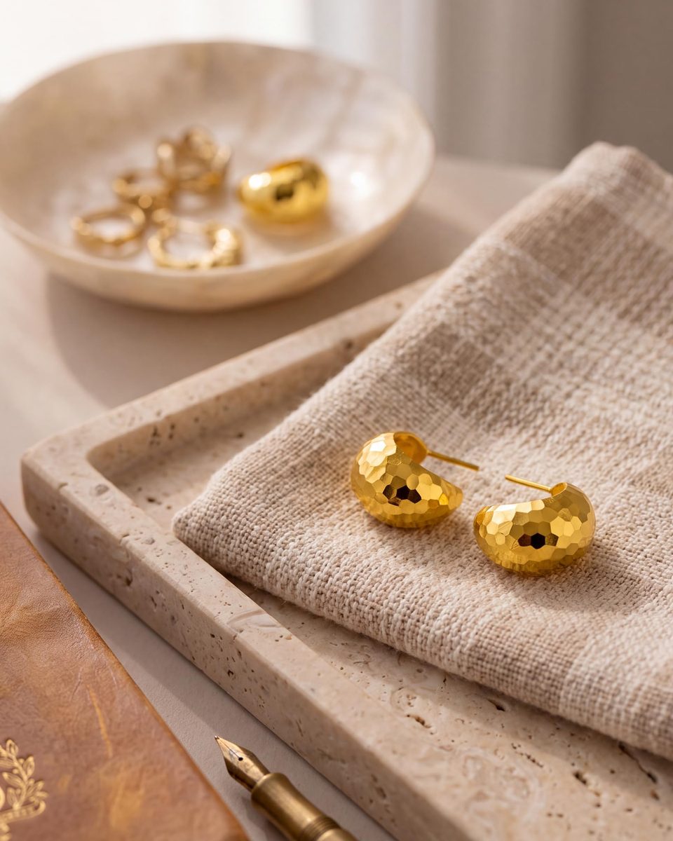 Trendy 14K Gold Stud Earrings – photo 6