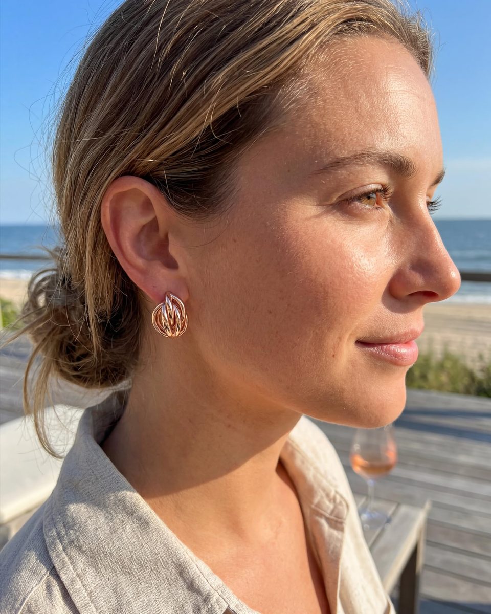 Trendy Rose Gold Stud Earrings – photo 2