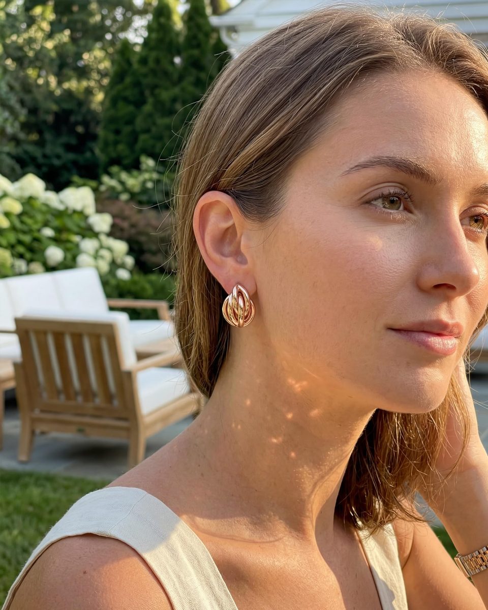 Trendy Rose Gold Stud Earrings – photo 3