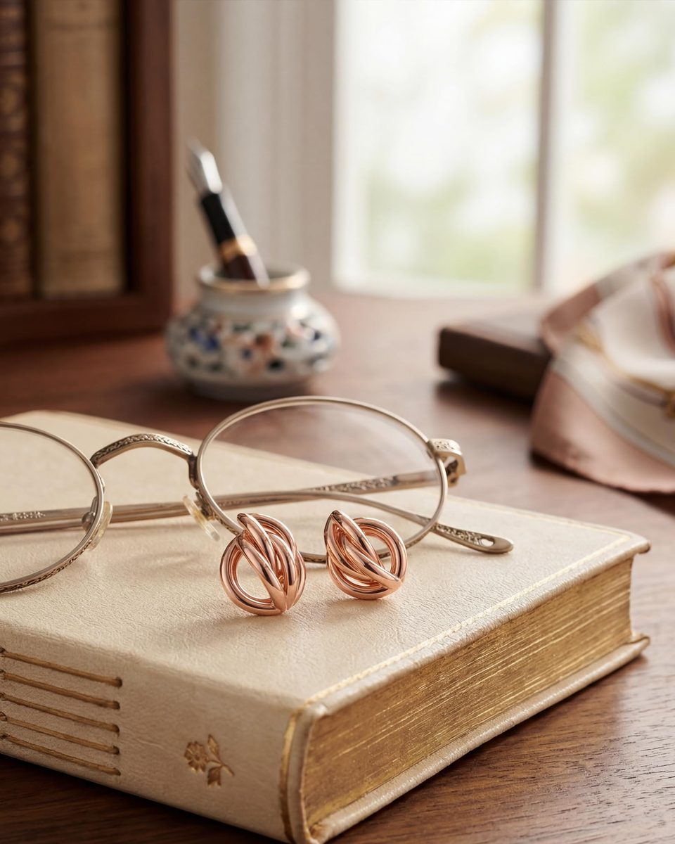 Trendy Rose Gold Stud Earrings – photo 5