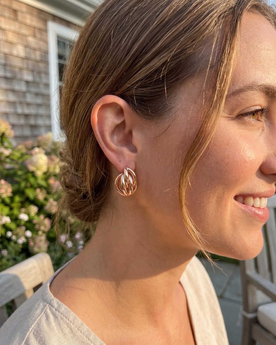 Trendy Rose Gold Stud Earrings – photo 8