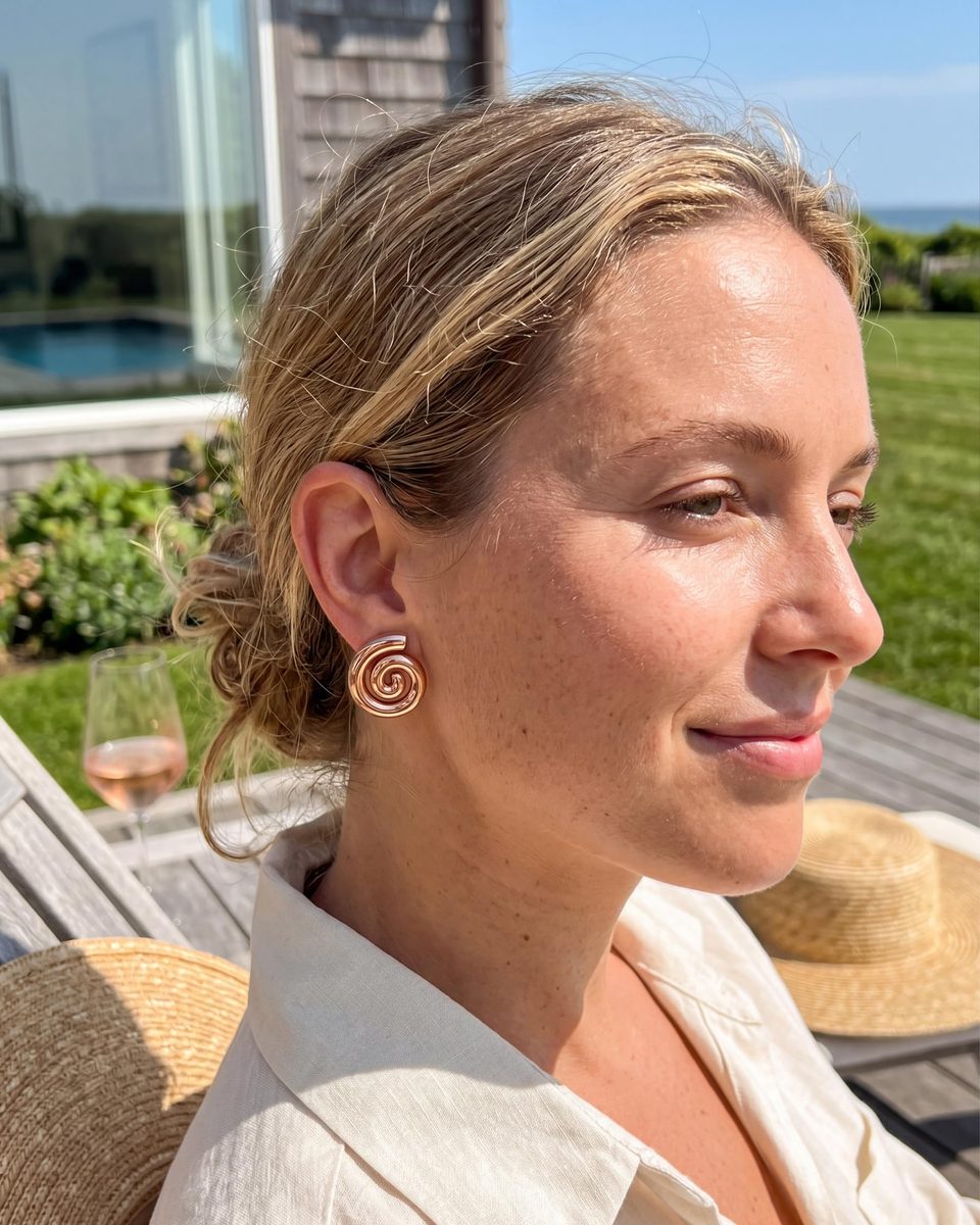 Trendy Rose Gold Stud Earrings – photo 2
