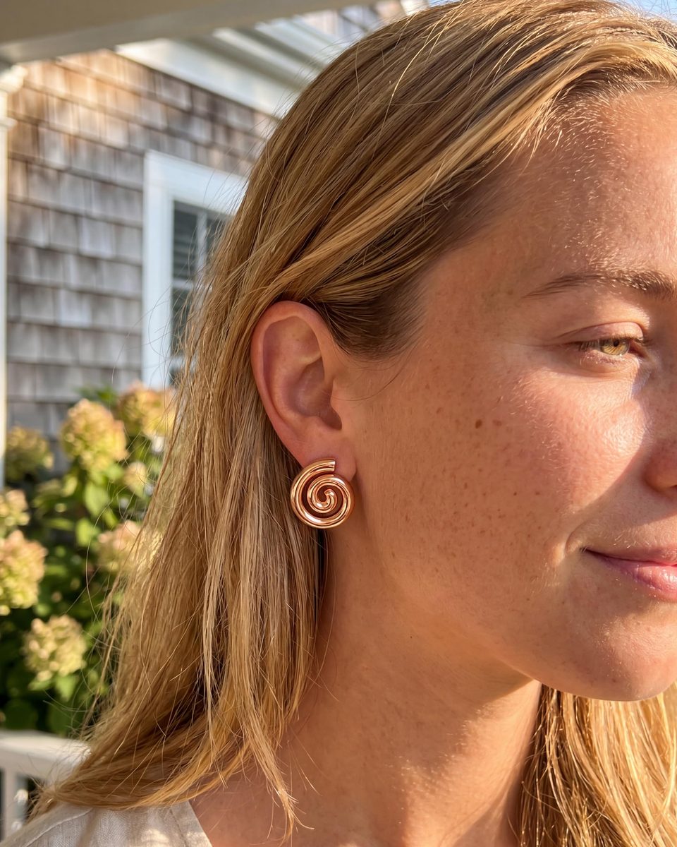 Trendy Rose Gold Stud Earrings – photo 4