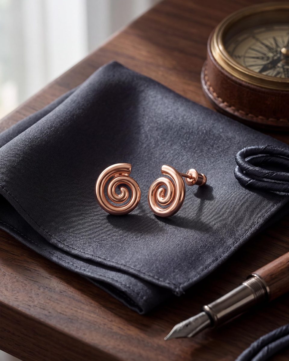 Trendy Rose Gold Stud Earrings – photo 9