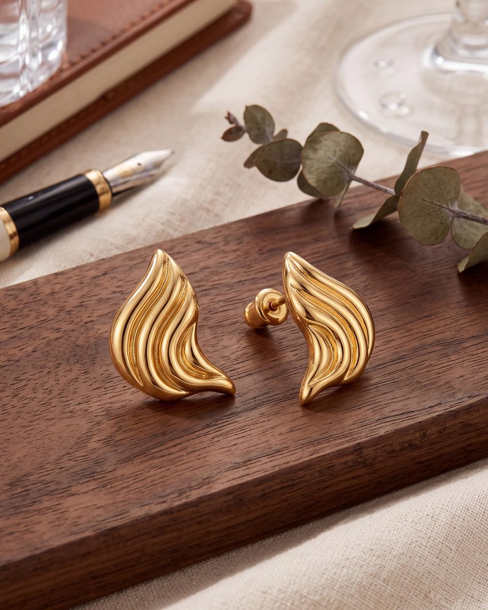 Trendy 14K Gold Stud Earrings – photo 5