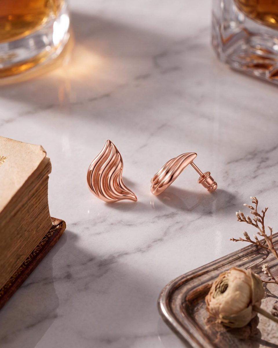 Trendy Rose Gold Stud Earrings – photo 6